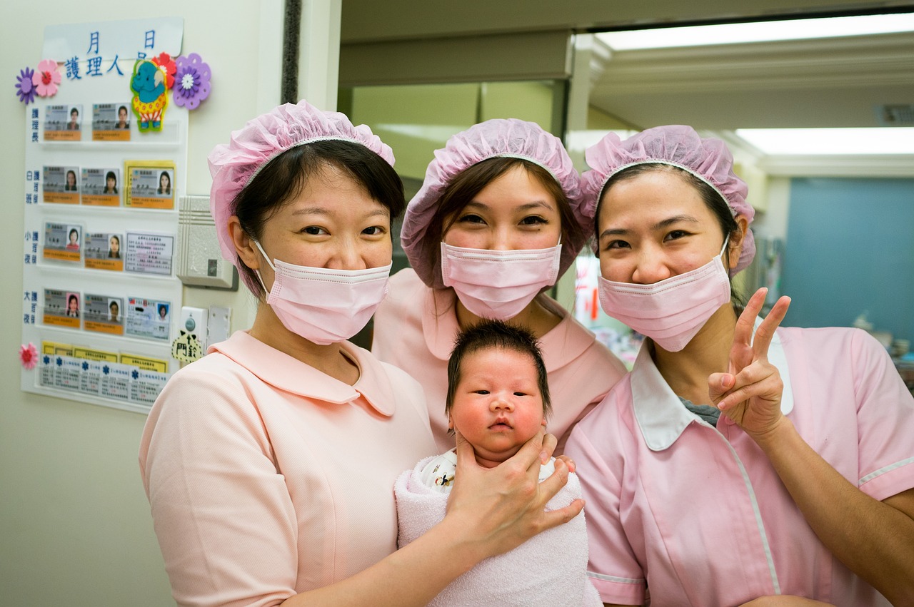 nurse, newborn, baby